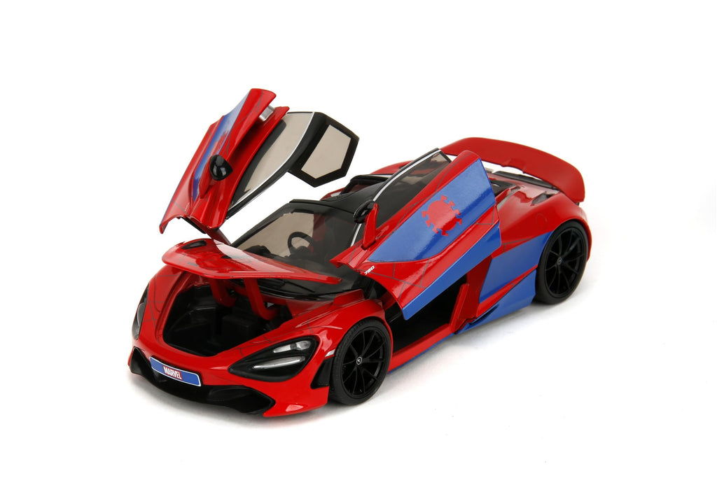Jada Marvel Spider-Man 1:24 McLaren 720S Die-Cast Car & 2.75" Miles Morales Figure, Toys for Kids and Adults