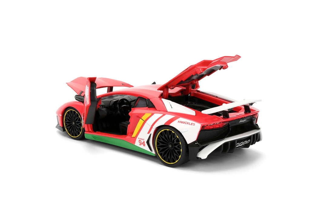 Jada Sonic Knuckles with Lamborghini Aventador SV – Hollywood Rides Die-Cast Vehicle & Knuckles Figure Toys – Opening Doors & Hood – Ages 8+