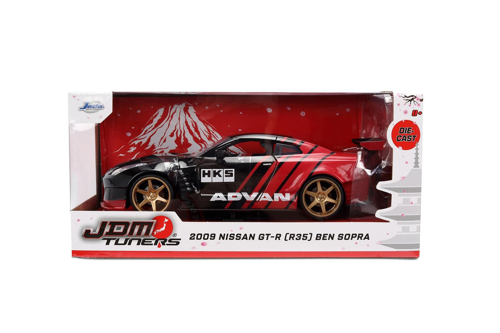 Jada 2009 Nissan GT-R Ben Sopra HSK Advan, Black/Red Toys 37022-1/24 Scale Diecast Model Car