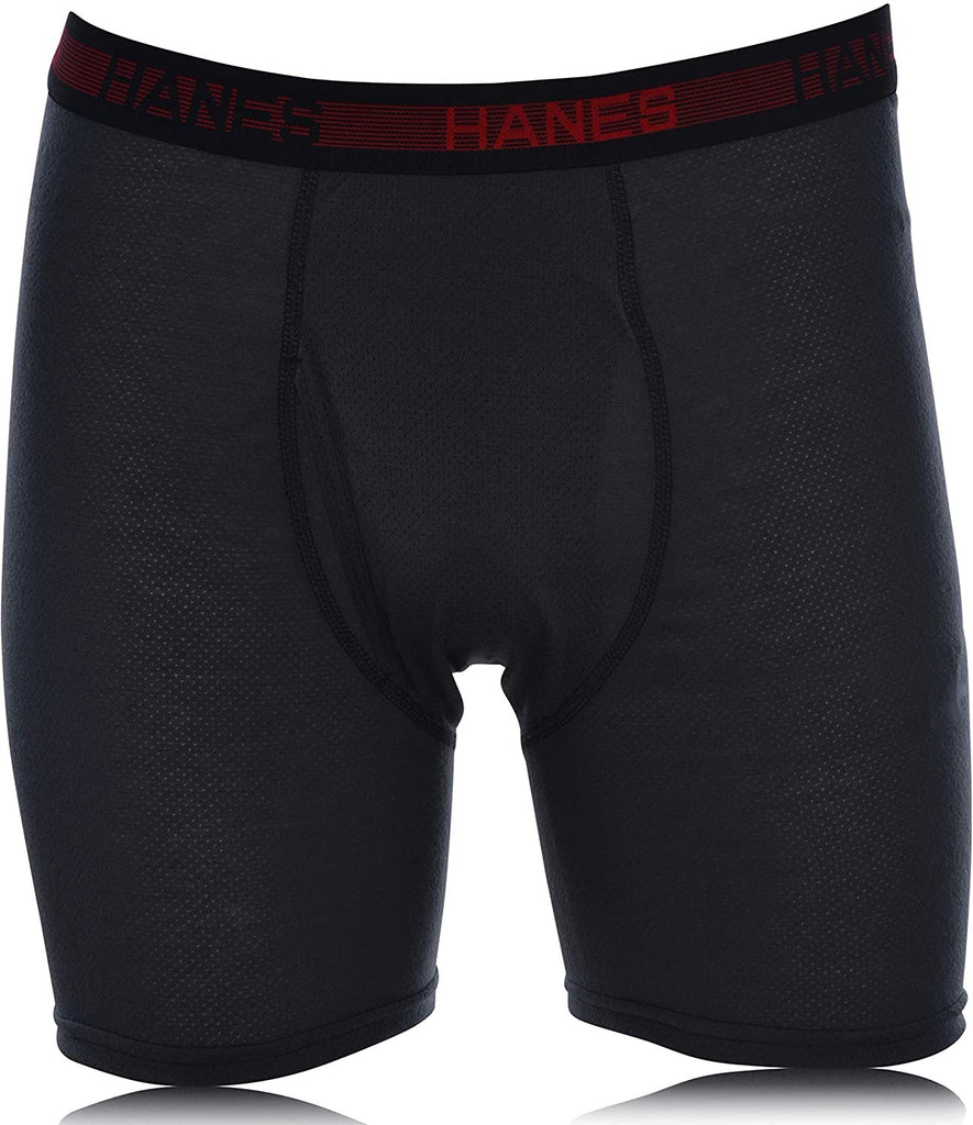 Black/Gray- 6 Pack Sport Breathable Mesh Hanes Men's Tagless Sports-Inspired Boxer Brief