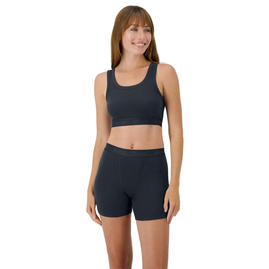 Hanes womens Originals 2-piece Lounge Set, Comfywear Supersoft Crop Top & Boxer Shorts Loungewear Set