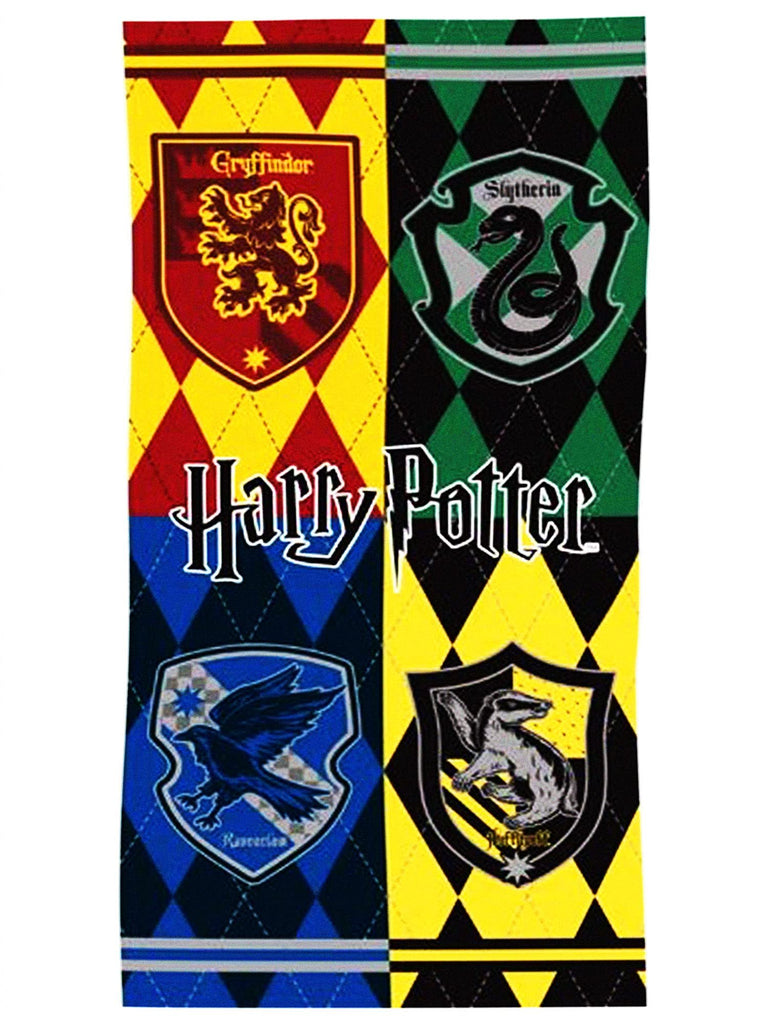 Harry Potter Beach Towel 28x58 inches Hogwarts Crests Print Multicolor