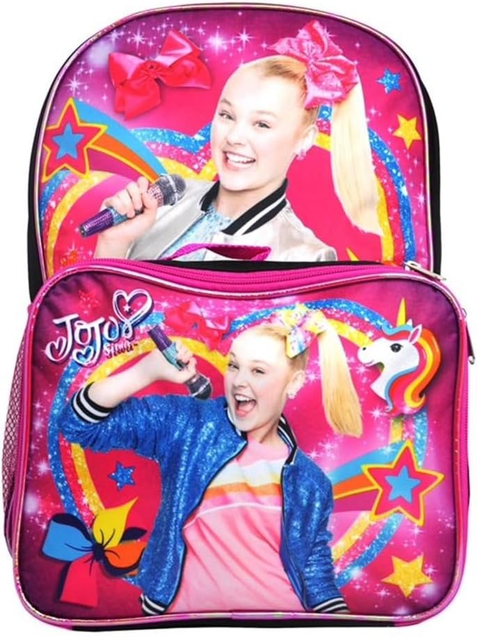 Ruz Girls Jojo Siwa 16" Backpack with Detachable Lunch bag Kids School Dance
