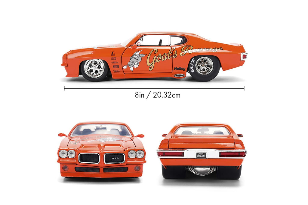 Jada Toys Bigtime Muscle 1:24 1971 Pontiac GTO Die-cast Car – Opening Doors, Hood, Trunk, Rubber Tires(Orange)
