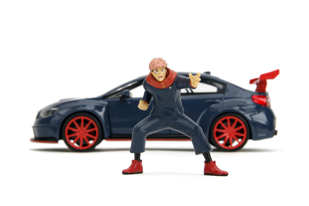 Jada Toys 2016 Subaru WRX STI w/Yuji Itadori Die-Cast Figure, Jujutsu Kaisen 1:24 Scale Collectible Car – Opening Doors, Hood & Trunk