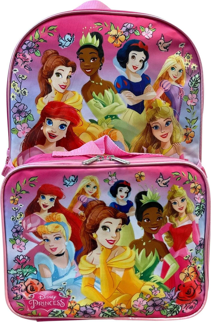Kid's Licensed 16 Inch Backpack With Removable Lunch Box Set (Minnie Mouse Pink)