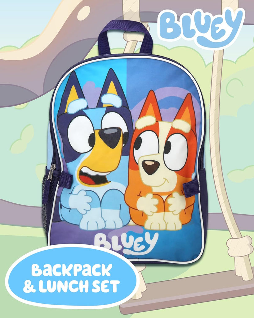 Fast Forward Bluey Blue Round Lunch Backpack and Lunch Box Set - 2 Piece 15 Inch