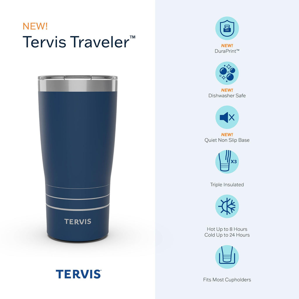 Tervis Traveler Peanuts Charlie Stripe Triple Walled Insulated Tumbler Travel Cup Keeps Drinks Cold & Hot, 20oz, Stainless Steel