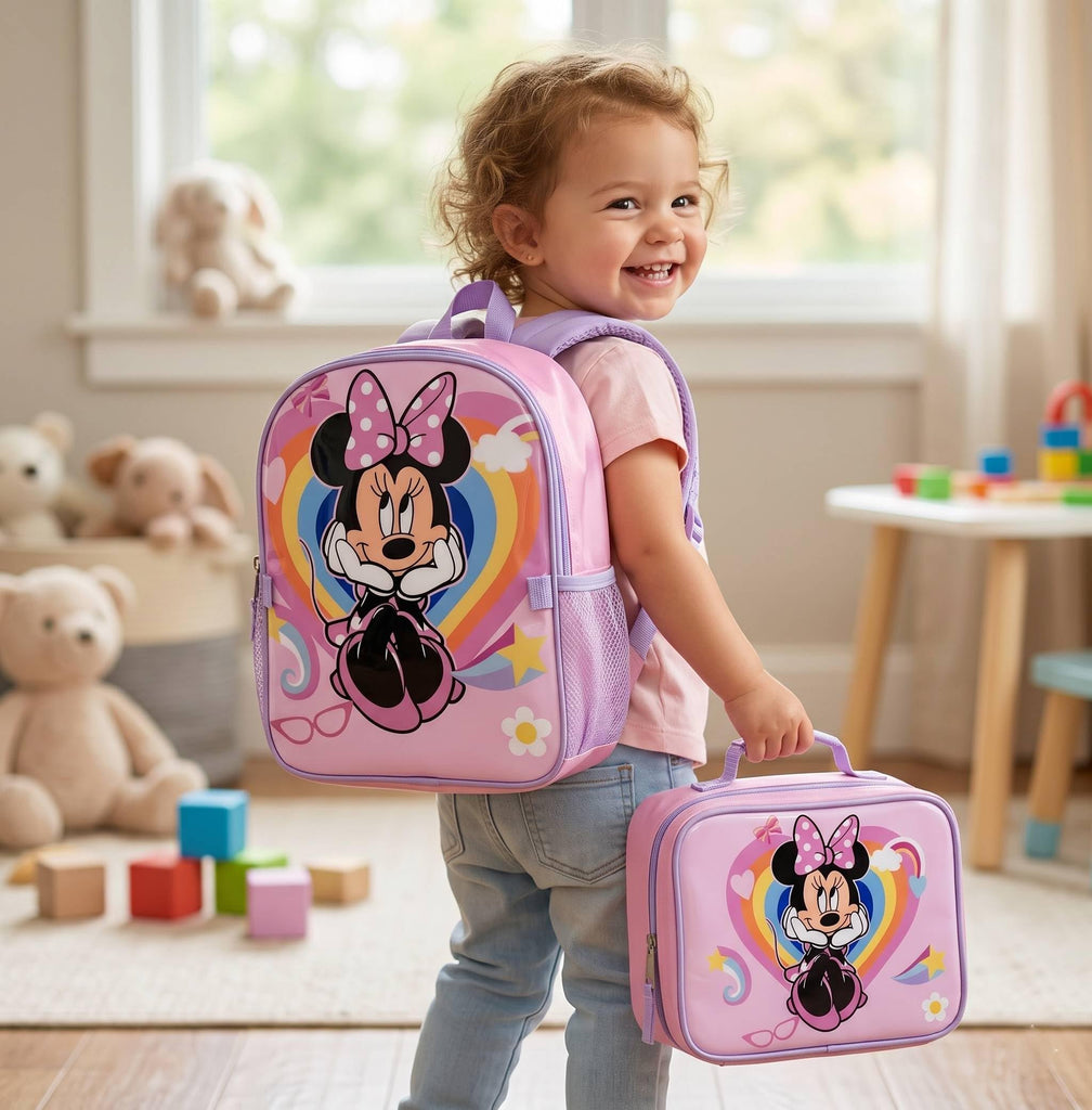 Fast Forward Minnie Mouse 16" Backpacks With Lunch Bag - Licensed Characters Kids Schoolbag