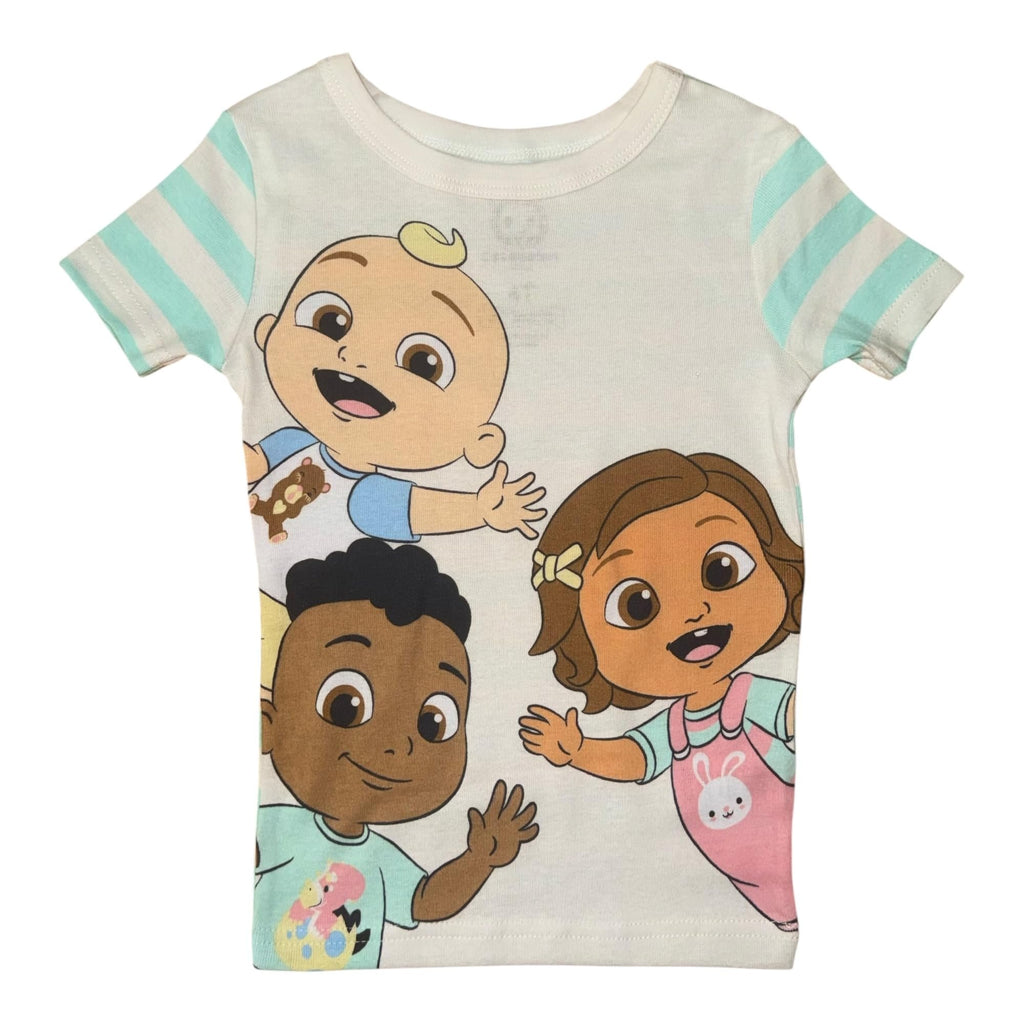 CoComelon Toddler Boys' 4-Piece Snug-fit Cotton Pajamas Set (Stripes/Grey, 18M)