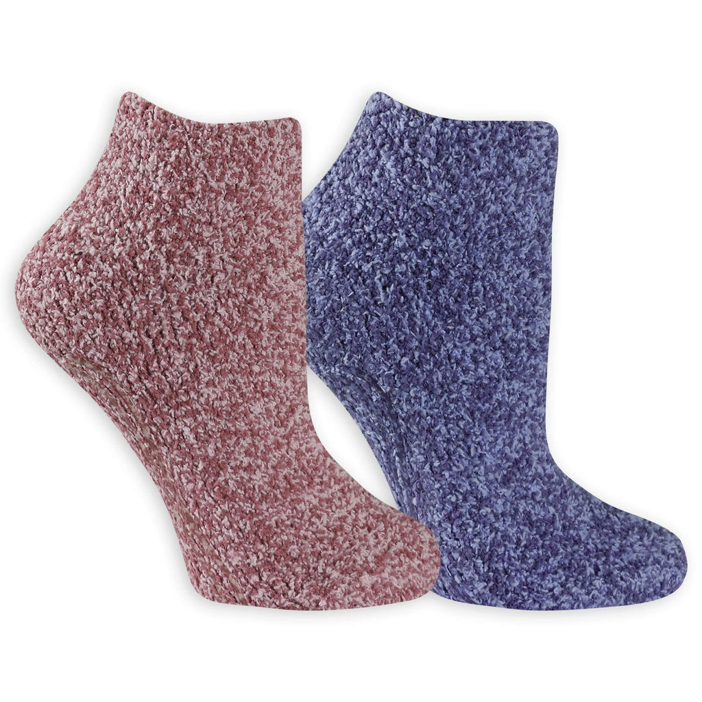 Dr. Scholl's Women's 2 Pack Soothing Spa Low Cut Lavender + Vitamin E Socks with Silicone Treads, Blue, Shoe Size: 4-10