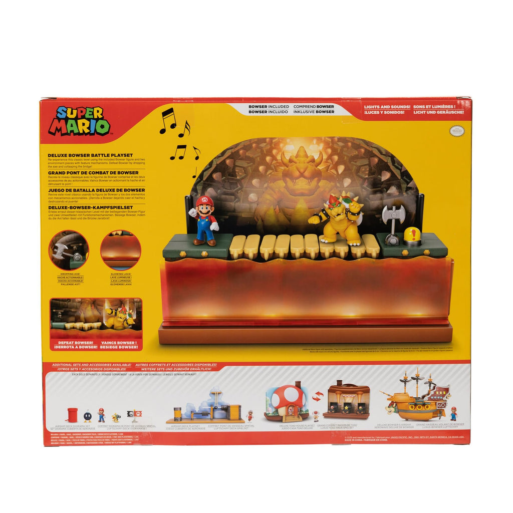 Super Mario Nintendo Deluxe Bowser Battle Playset with Lights and Sounds, 2.5 Inch Bowser Action Figure Included