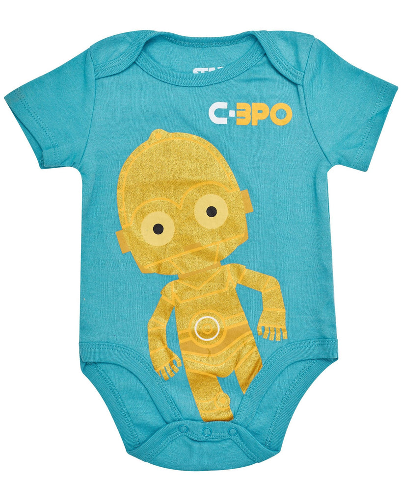 STAR WARS Baby Boys Bodysuit 5-Pack - Baby Bodysuits With Darth Vader, Boba Fett, Yoda, C-3PO, R2-D2 - Baby (6-9M)