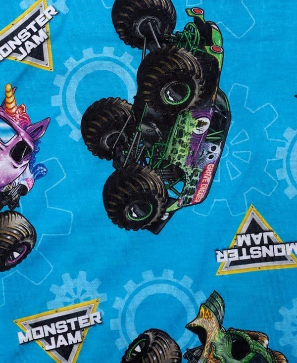 Centric Brands Monster Jam Boys 2-Piece Pajama Set, Viscose Spandex, Crew Neck Short Sleeve Shirt & Pants, Trucks, Sizes 6-12