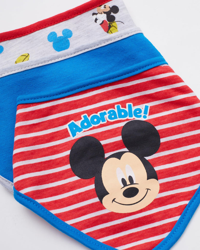 Disney Baby Unisex Mickey Mouse Bandana Bib 3-Pack - Mickey Mouse Baby Bibs (Blue/Red/Grey, 0-12M)