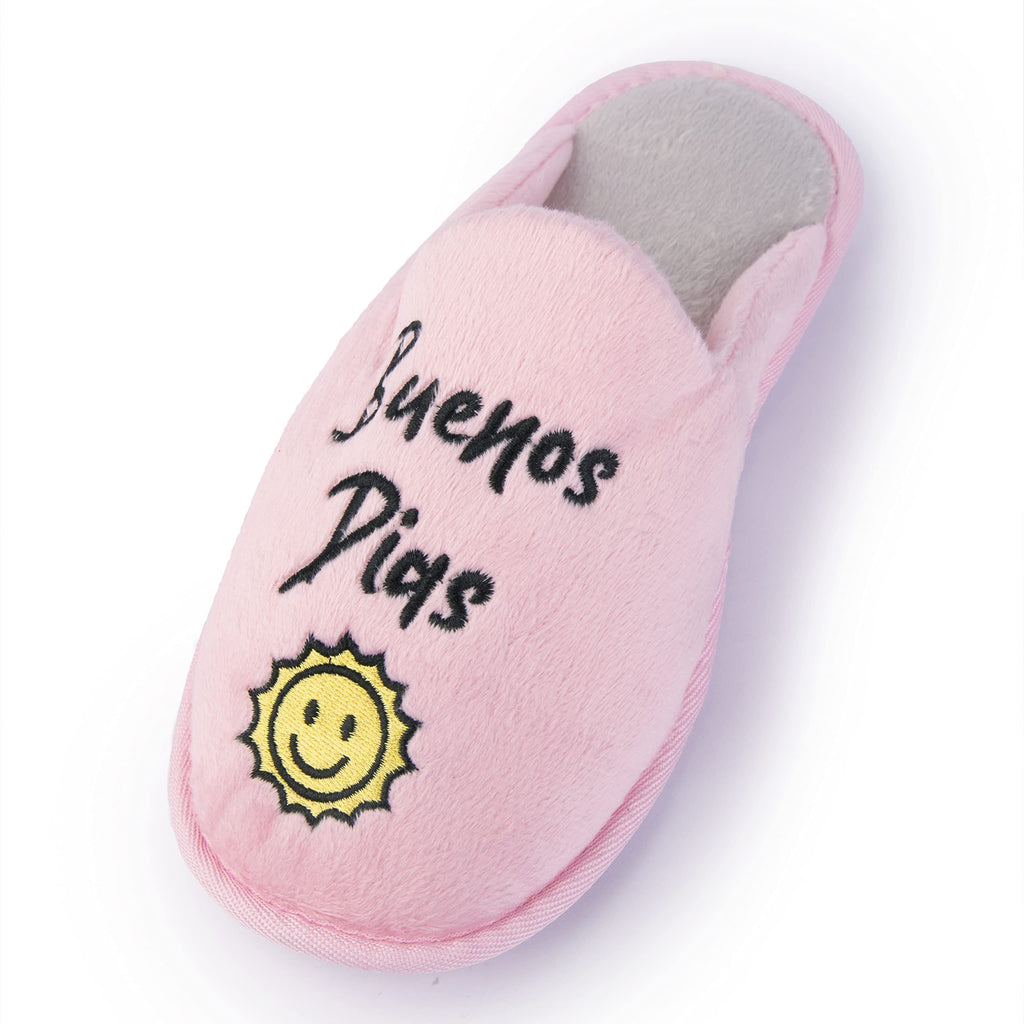 Handcraft Staycation NYC Ladies Funny Quote Scuff Slipper, Plush Non Slip House Slippers for Women, Comfy Soft Sole Bedroom Shoes