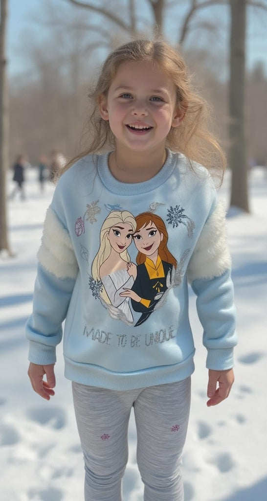 Disney Frozen Girls Sweatshirt Fleece Fur and Legging Pants Set for Toddlers and Little Kids Elsa Anna Princess