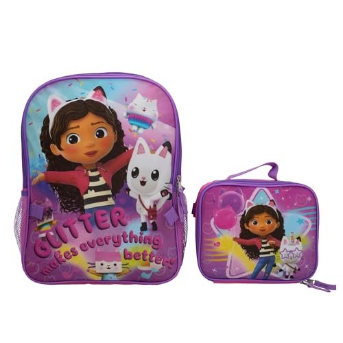 AI ACCESSORY INNOVATIONS Gabby’s Dollhouse 2 Piece Backpack Set, Pre-School Girls 16" Travel Bag, Pink