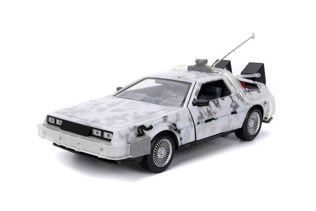 Jada Hollywood Rides – Back to The Future Time Machine (Frost Version) – 1:24 Scale – Die-Cast Car – Opening Doors & Hood – Hobby Edition – Collectible – Ages 8+ – Silver/White