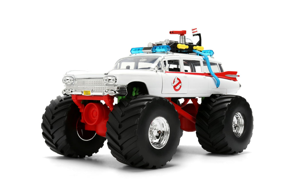 Jada Ghostbusters Ecto-1 Monster Truck Toys - Hollywood Rides Die-cast Vehicle, Opening Doors, 1:24 Scale, Ages 8+