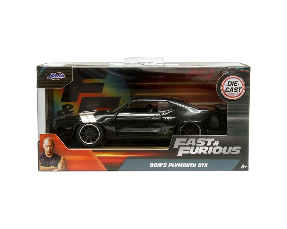JADA Toys 1/32 Fast and Furious Doms Plymouth GTX 1971 Black Fast and The Furious Dom's Plymouth Mini Car