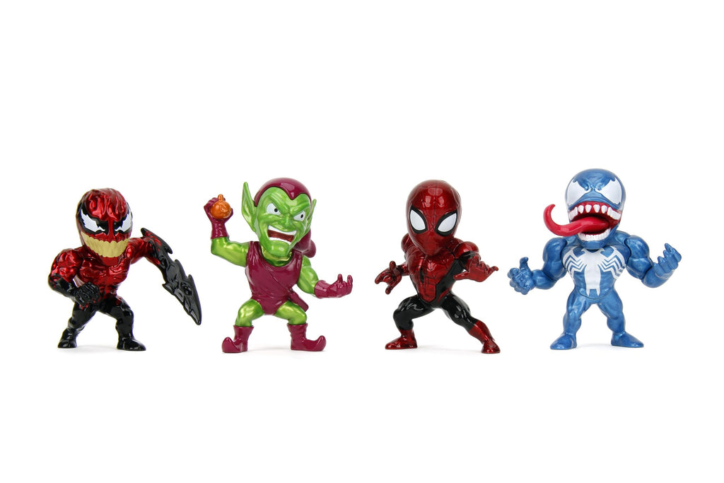 Jada Spider-Man Metalfigs 4-Pack – Collectible 2.5” Metal Figures – Spider-Man, Green Goblin, Toxin, Venom – Classic Marvel Heroes,