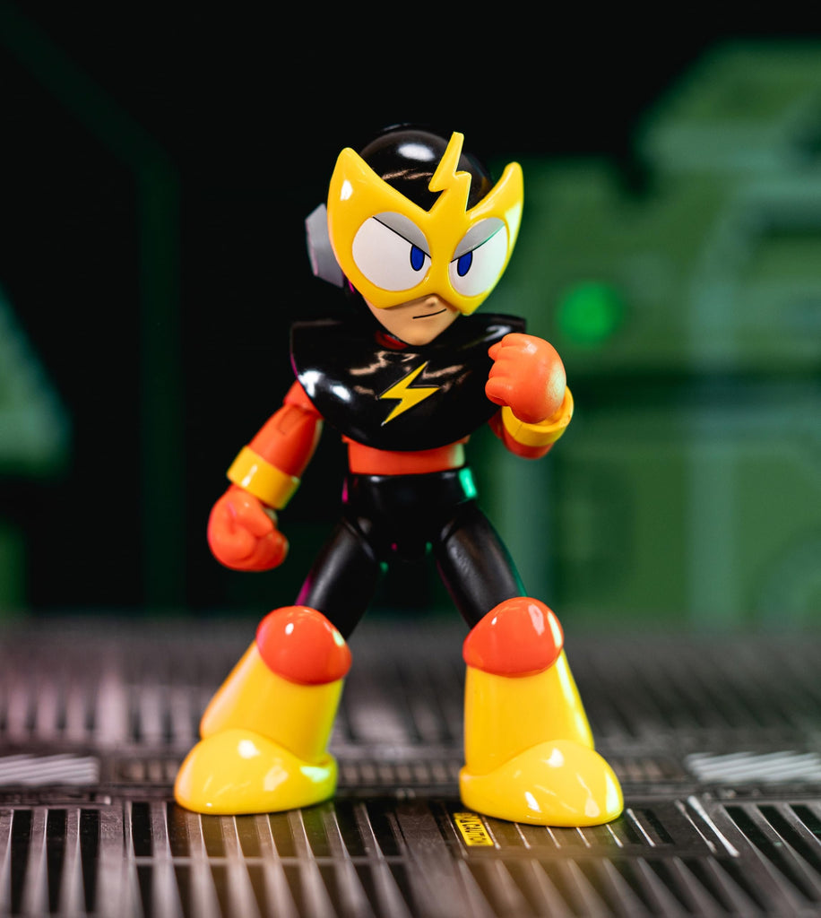 Jada Toys Mega Man 4" Elec Man - 1:12 Scale Action Figure, Wave 2 – Over 15 Points of Articulation, Alternate Hands & Head, Lightning Bolt Accessory