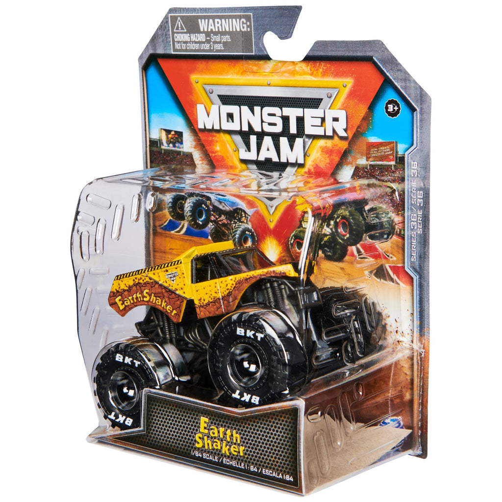 Monster Jam, Official Earth Shaker Monster Truck, Die-Cast Vehicle, 1:64 Scale, Kids Toys for Boys Ages 3 and up