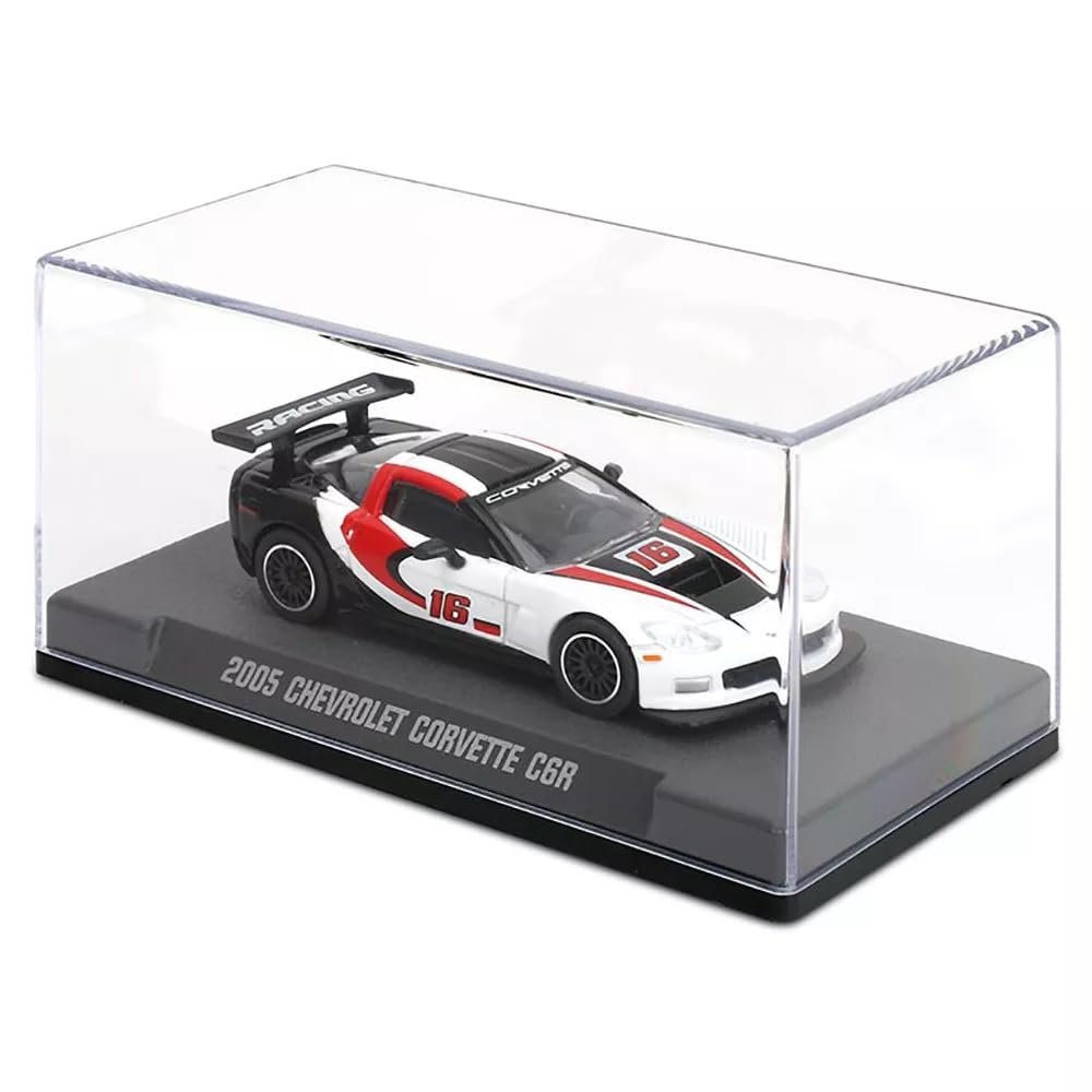 Jada Majorette Collection – 2005 Chevy Corvette C6R 1:64 Die-Cast Model Car with Rubber Tires & Display Case, for Collectors & Adults