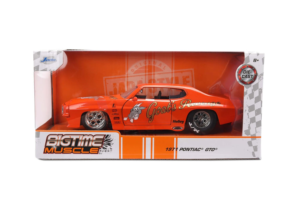 Jada Toys Bigtime Muscle 1:24 1971 Pontiac GTO Die-cast Car – Opening Doors, Hood, Trunk, Rubber Tires(Orange)