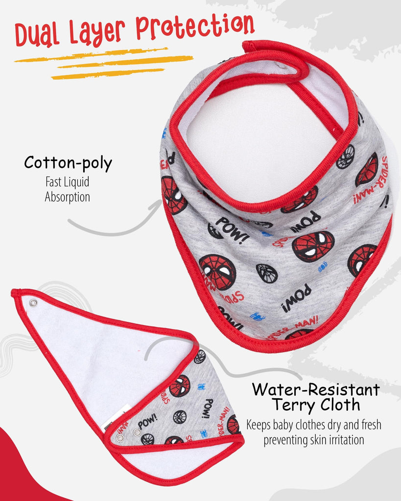 Happy Threads Marvel Spiderman Baby Unisex Bandana Bib 3-Pack - Spider-Man Baby Bibs