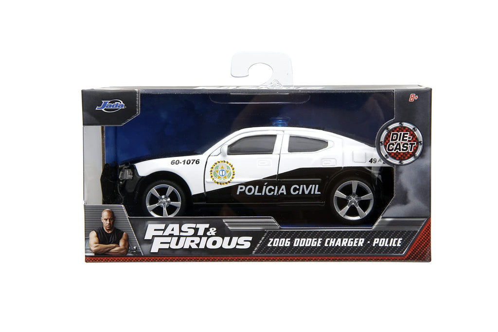 Jada 2006 Dodge Charger Police Black and White Policia Civil Fast & Furious Series 1/32 Diecast Model Car
