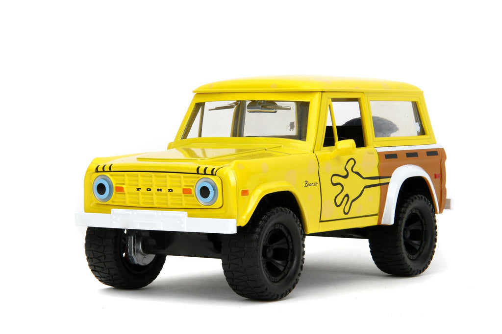 Jada Toys – Hollywood Rides 1:24 Scale Die-Cast 1972 Ford Bronco with Spongebob Figure – Opening Doors, Hood, Trunk, Rubber Tires – Collectible for Adults and Kids