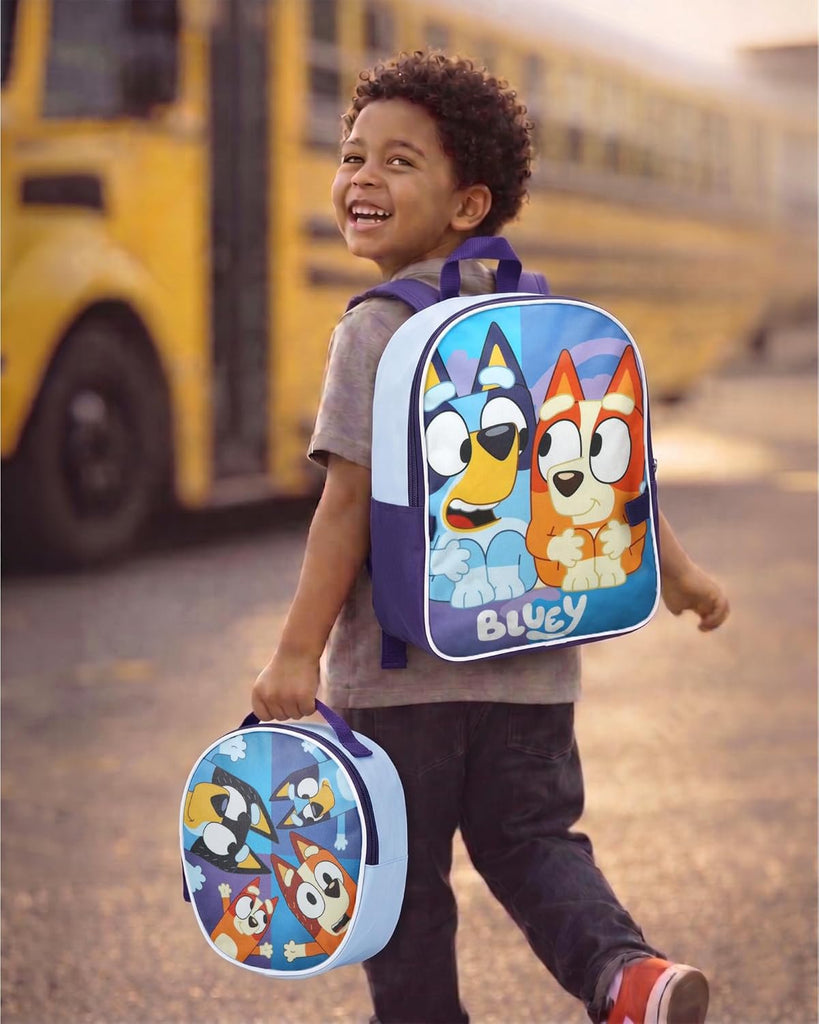 Fast Forward Bluey Blue Round Lunch Backpack and Lunch Box Set - 2 Piece 15 Inch