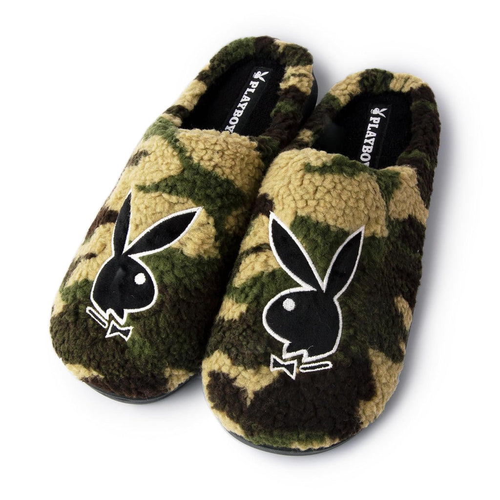 Handcraft Playboy Men's Printed Boucle Clog Slippers with Bunny Logo, Hunter Green, X-Large