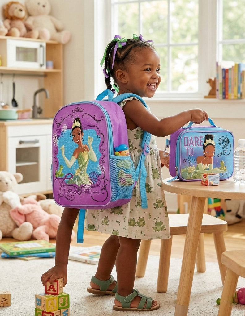 Fast Forward Tiana 16" Backpacks With Lunch Bag - Licensed Characters Kids Schoolbag