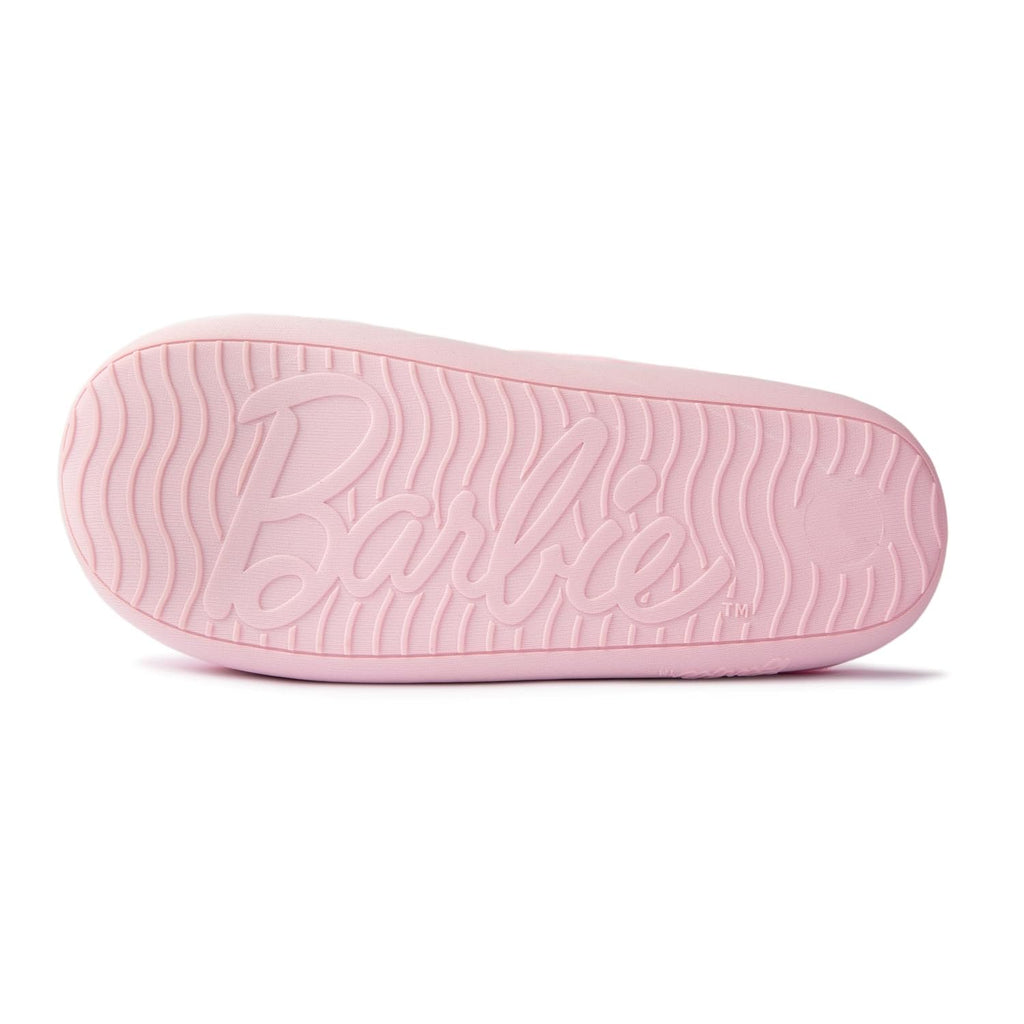 Handcraft Barbie Girls Plush Plaid Clog Slippers with Rhinestone Logo, Pink Candy, 4-5 Big Kid