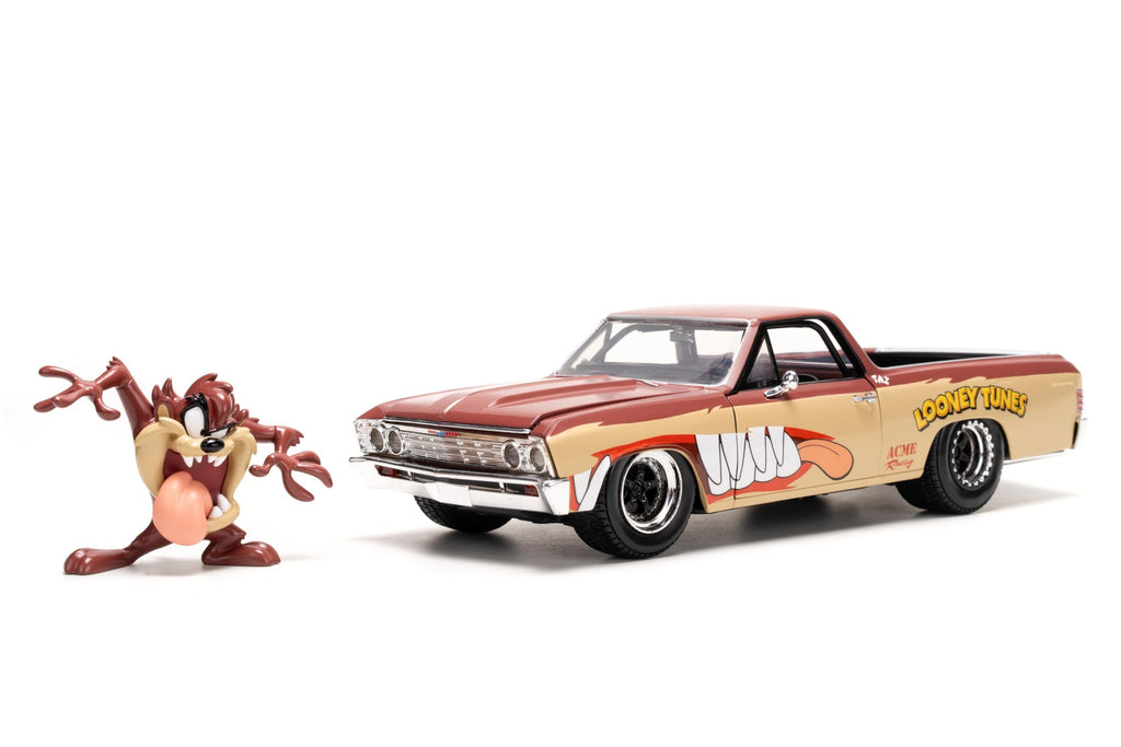 Looney Tunes 1:24 1967 Chevy El Camino Die-Cast Car & 2.75" Tasmanian Devil Figure, Toys for Kids and Adults