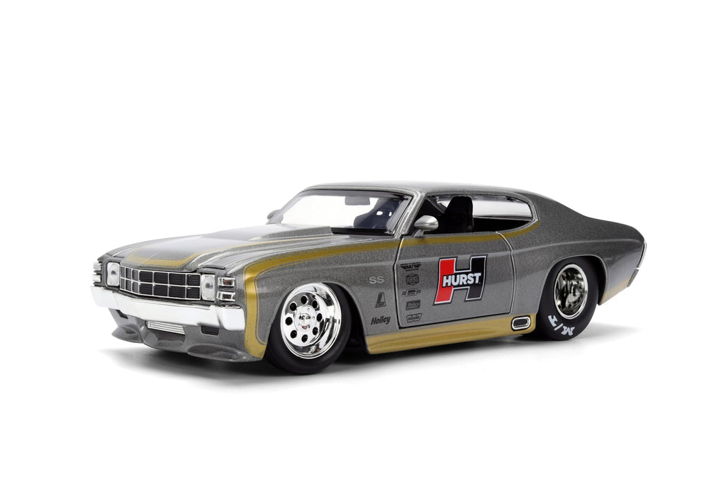 Jada Toys Bigtime Muscle 1:24 1971 Chevy Chevelle Die-cast Car – Opening Doors, Hood, Trunk, Rubber Tires(Metallic Grey)