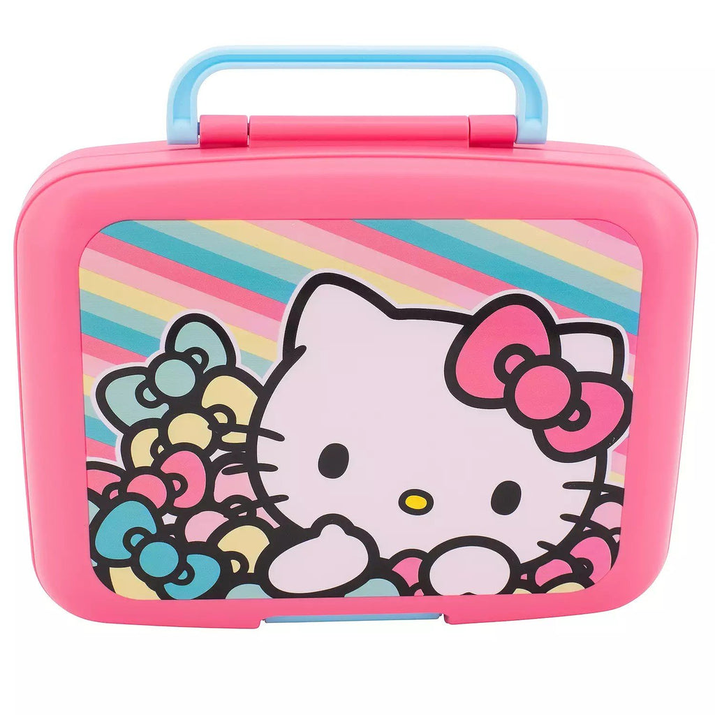 Hello Kitty Bento Lunch Box for Girls – 5-Compartment Plastic Food Container with Handle & Removable Tray – Leakproof, BPA-Free, 6"x8"x2.5"