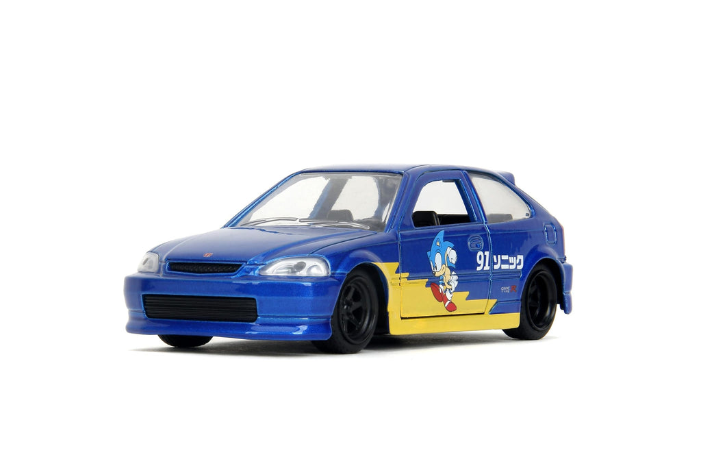 Jada Toys Sonic The Hedgehog with 1997 Honda Civic Type-R Die-Cast Car – 1:32 Scale, Highly Detailed Collectible Model with Sonic Figure, for Ages 8+