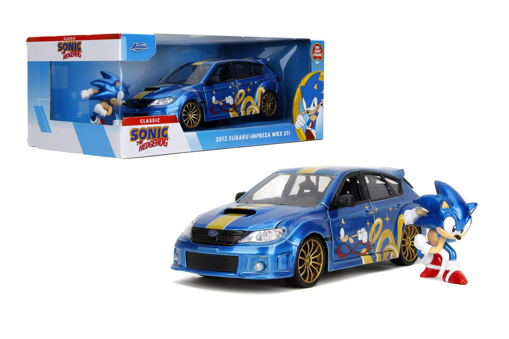 Jada Sonic The Hedgehog 1:24 2012 Subaru Impreza WRX STI Die-cast Car & Sonic Figure, Toys for Kids and Adults