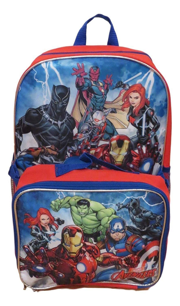 Marvel Avengers 16" Backpack With Detachable Matching Lunch Box Featuring Ant-Man, Black Panther and Other Super Heros