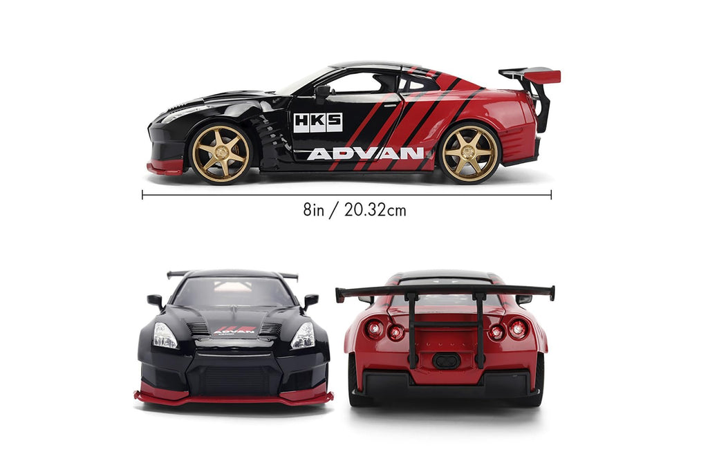 Jada 2009 Nissan GT-R Ben Sopra HSK Advan, Black/Red Toys 37022-1/24 Scale Diecast Model Car