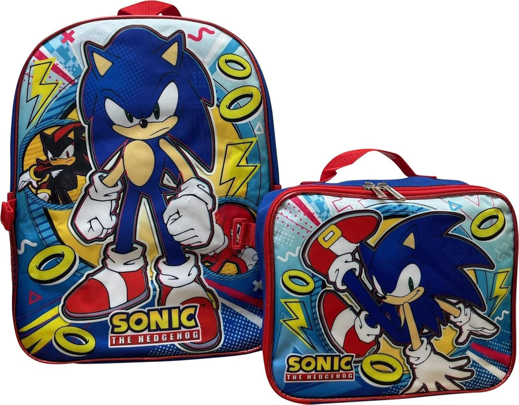 Sonic The Hedgehog 16 Inch Backpack With Detachable Matching Lunch Box