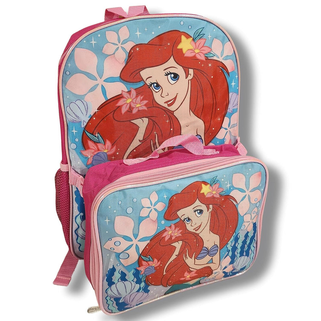 Kid's Licensed 16 Inch Backpack With Removable Lunch Box Set (Minnie Mouse Pink)