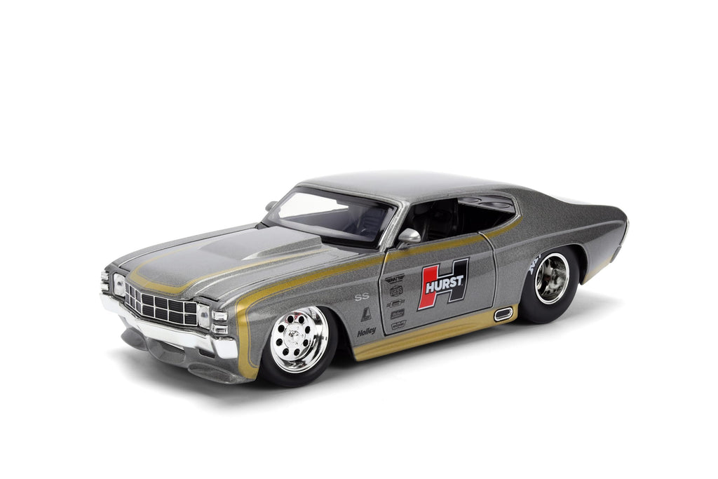 Jada Toys Bigtime Muscle 1:24 1971 Chevy Chevelle Die-cast Car – Opening Doors, Hood, Trunk, Rubber Tires(Metallic Grey)