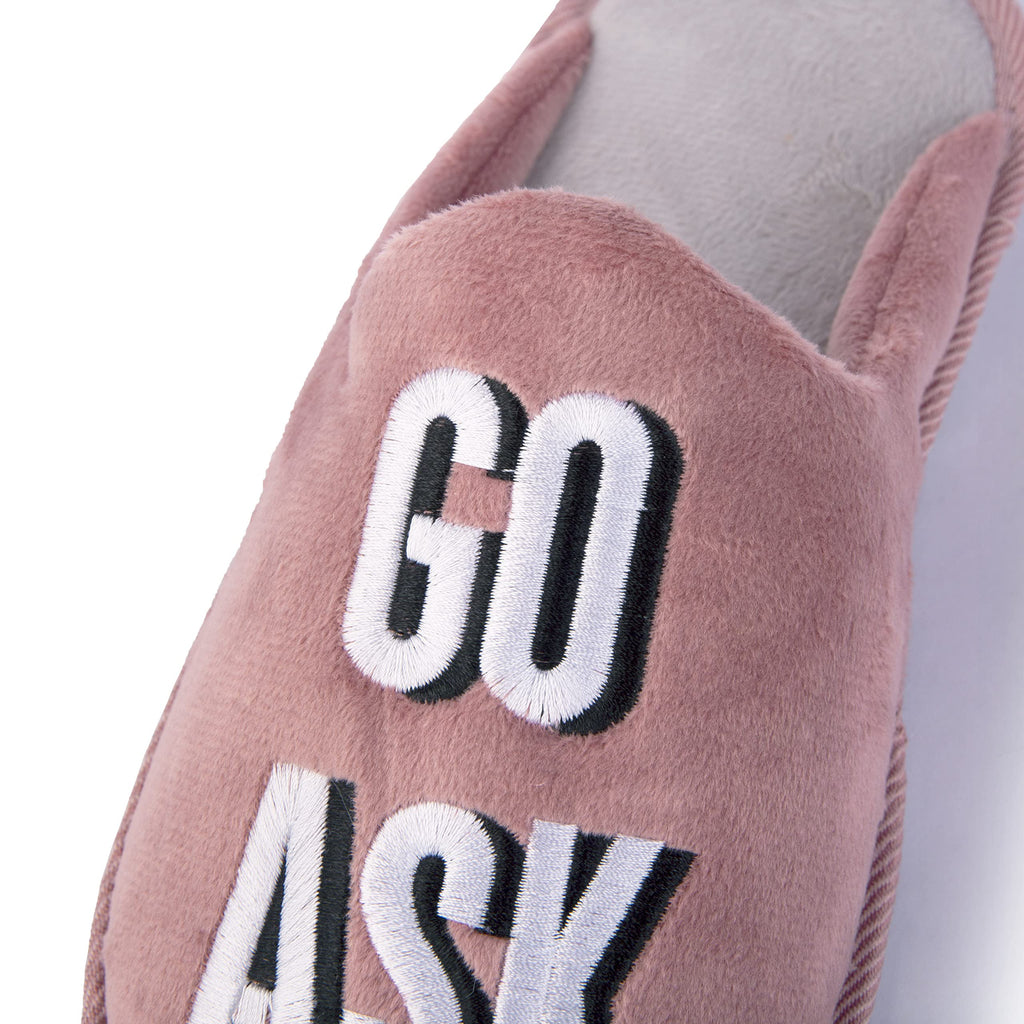 Handcraft Staycation NYC Ladies Funny Quote Scuff Slipper, Plush Non Slip House Slippers for Women, Comfy Soft Sole Bedroom Shoes
