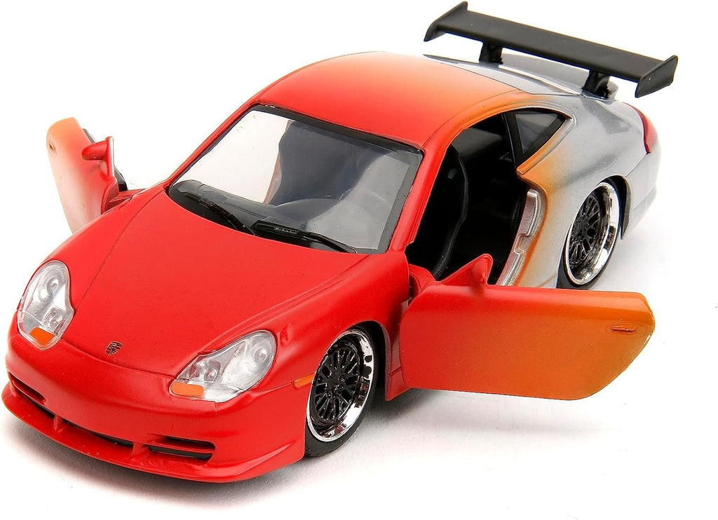 Pink Slips 1:32 W1 Porsche 911 GT3RS Die-Cast Car, Toys for Kids and Adults (Primer Red/Orange/Silver)