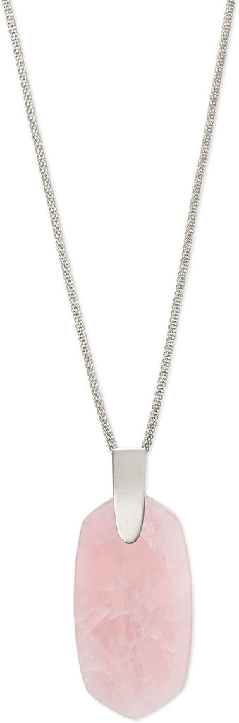 Kendra Scott Inez Silver Long Pendant Necklace in Rose Quartz